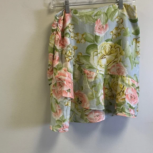 Express Asymmetrical Floral Skirt - Pink, Yellow, Green - Picture 3 of 5
